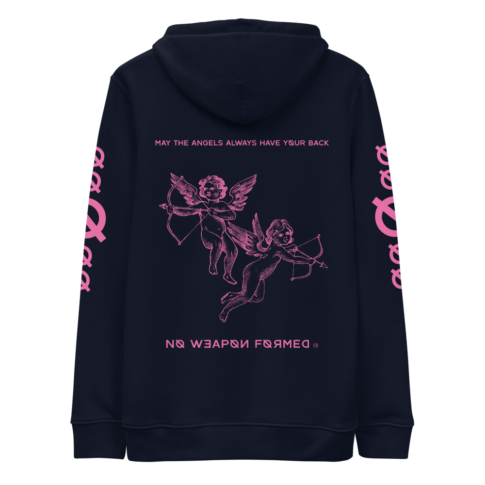 NO WEAPON FORMED 'ANGELS GOT YOUR BACK' PINK - Unisex essential eco hoodie