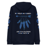 NO WEAPON FORMED 'ARROW & FEATHERS OF PROTECTION' BLUE/WHITE - Unisex essential eco hoodie