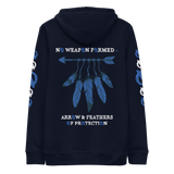 NO WEAPON FORMED 'ARROW & FEATHERS OF PROTECTION' BLUE/WHITE - Unisex essential eco hoodie