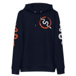 NO WEAPON FORMED "SNAKES" BLACK/ORANGE - Unisex essential eco hoodie front navy