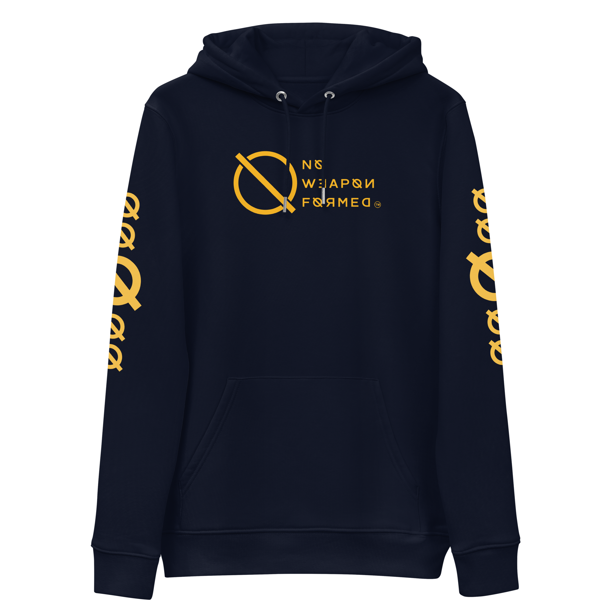 NO WEAPON FORMED 'ANGELS GOT YOUR BACK' BLACK/WHITE/YELLOW - Unisex essential eco hoodie
