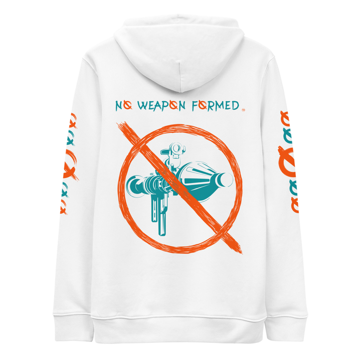 NO WEAPON FORMED GRENADE LAUNCHER ORANGE/GREEN - Unisex essential eco hoodie white back