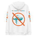 NO WEAPON FORMED GRENADE LAUNCHER ORANGE/GREEN - Unisex essential eco hoodie white back