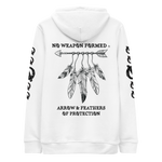 NO WEAPON FORMED 'ARROW & FEATHERS OF PROTECTION' BLACK/WHITE - Unisex essential eco hoodie