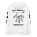 NO WEAPON FORMED 'ARROW & FEATHERS OF PROTECTION' BLACK/WHITE - Unisex essential eco hoodie