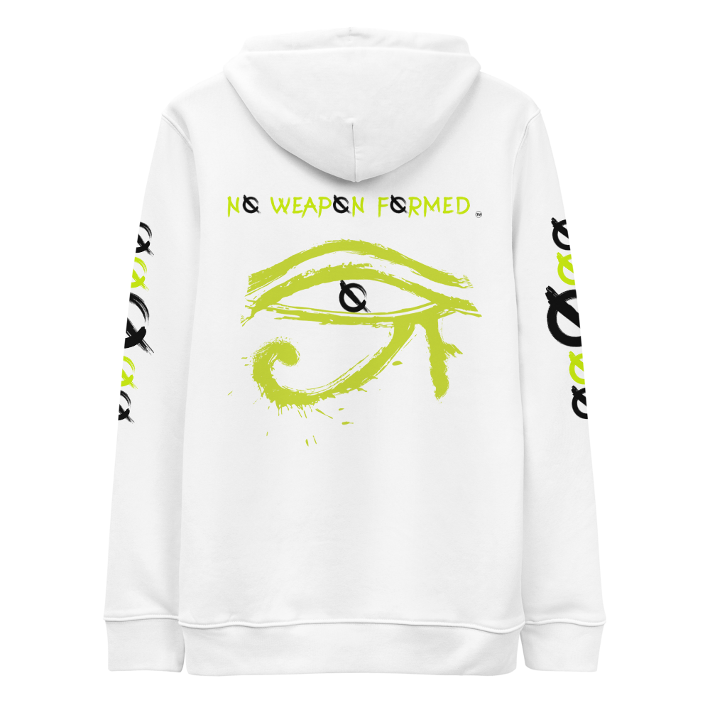 NO WEAPON FORMED HORUS EYE NEON GREEN/WHITE - Unisex essential eco hoodie