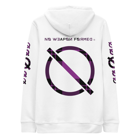 NO WEAPON FORMED FLANNEL BLACK/PURPLE - Unisex essential eco hoodie