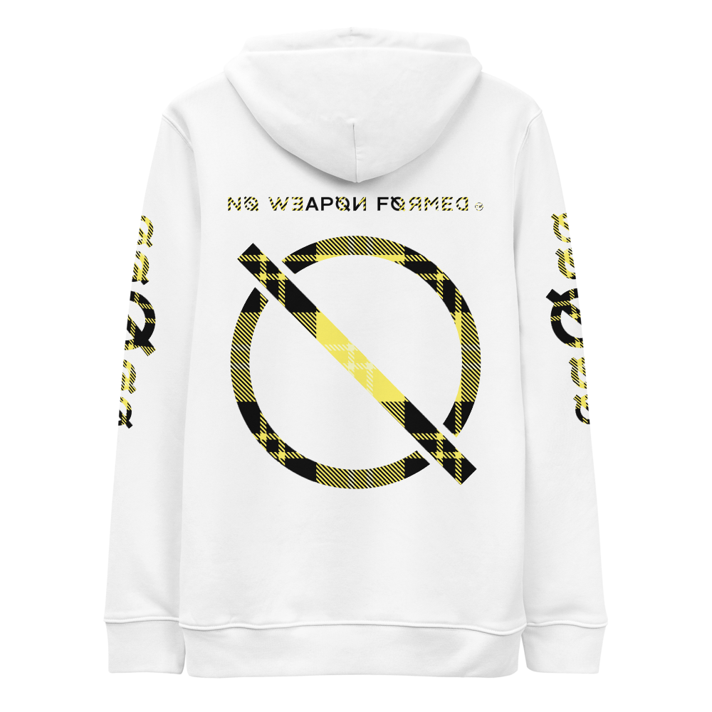 NO WEAPON FORMED FLANNEL BLACK/YELLOW - Unisex essential eco hoodie