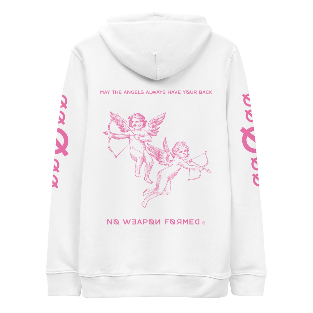NO WEAPON FORMED 'ANGELS GOT YOUR BACK' PINK - Unisex essential eco hoodie