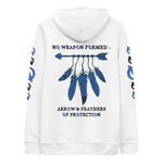 NO WEAPON FORMED 'ARROW & FEATHERS OF PROTECTION' BLUE/WHITE - Unisex essential eco hoodie