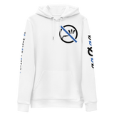 NO WEAPON FORM "SHOTGUN" BLACK/BLUE - Unisex essential eco hoodie white front