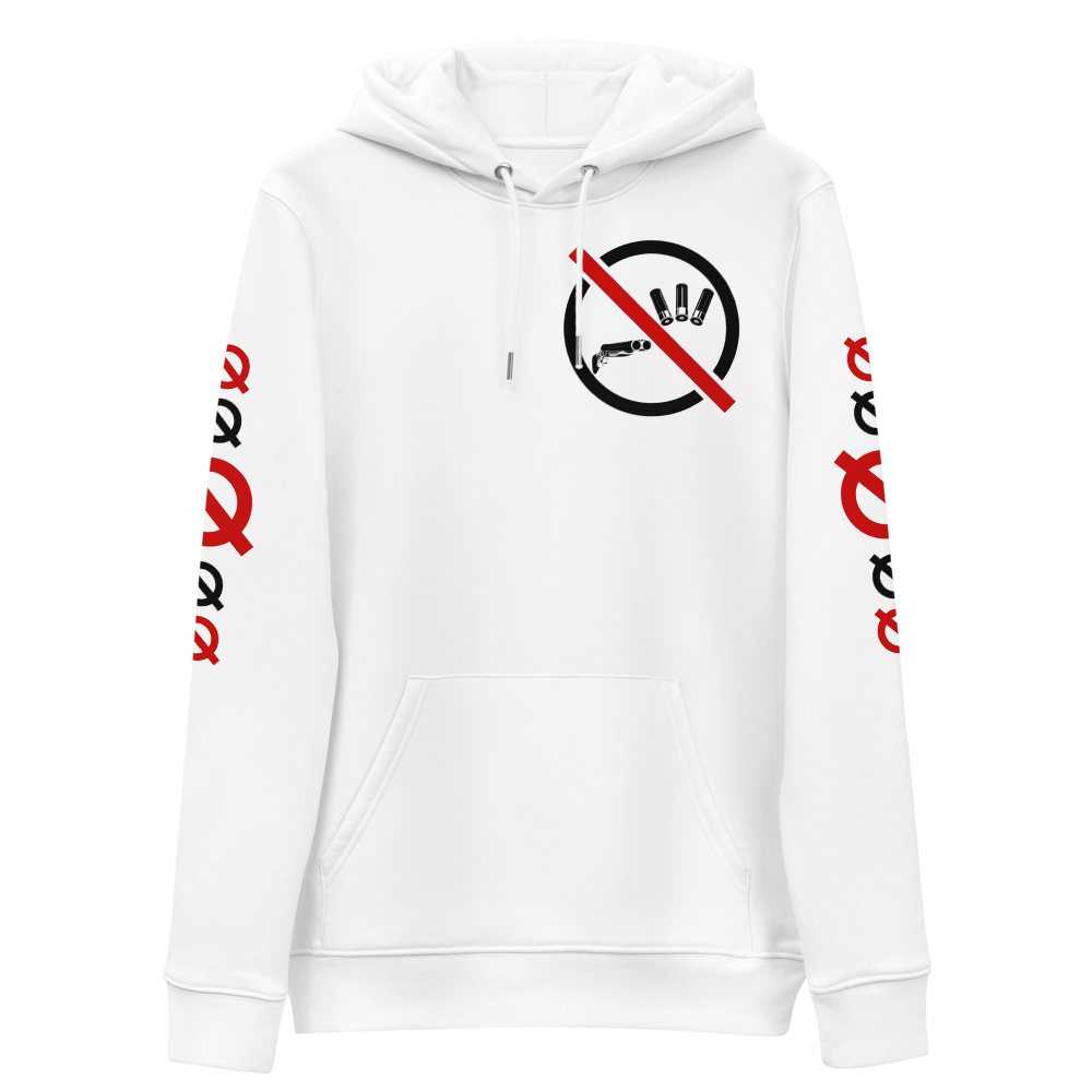 NO WEAPON FORMED "SHOTGUN" BLACK/RED/WHITE - Unisex essential eco hoodie front back