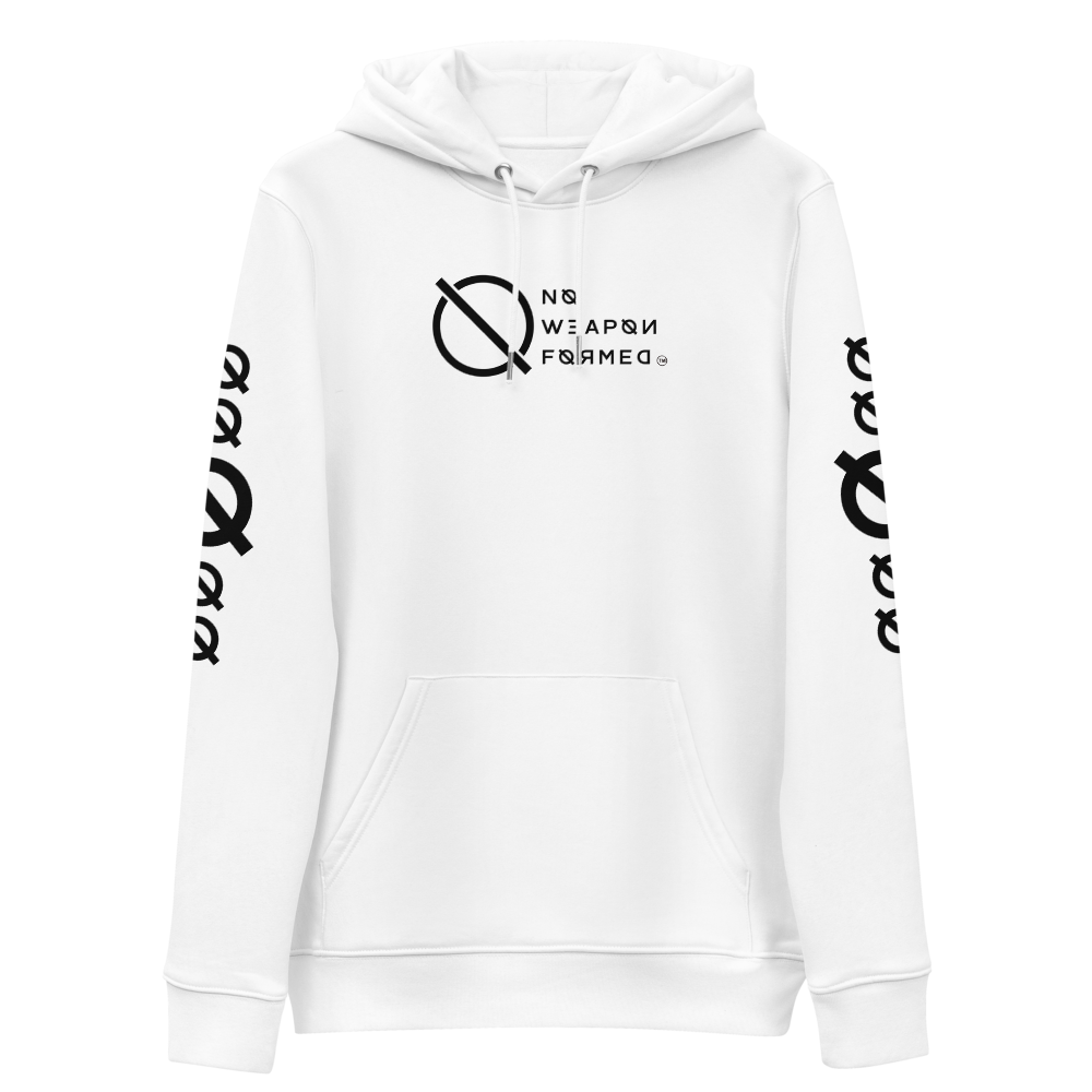 NO WEAPON FORMED 'ANGELS GOT YOUR BACK' BLACK/WHITE - Unisex essential eco hoodie