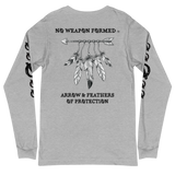 NO WEAPON FORMED 'ARROW & FEATHERS OF PROTECTION' BLACK/WHITE - Unisex Long Sleeve Tee