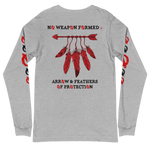 NO WEAPON FORMED 'ARROW & FEATHERS OF PROTECTION' BLACK/RED/WHITE - Unisex Long Sleeve Tee