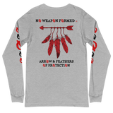 NO WEAPON FORMED 'ARROW & FEATHERS OF PROTECTION' BLACK/RED/WHITE - Unisex Long Sleeve Tee