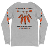 NO WEAPON FORMED 'ARROW & FEATHERS OF PROTECTION' ORANGE/WHITE/BLACK - Unisex Long Sleeve Tee