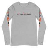 NO WEAPON FORMED 'ARROW & FEATHERS OF PROTECTION' ORANGE/WHITE/BLACK - Unisex Long Sleeve Tee