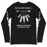 NO WEAPON FORMED 'ARROW & FEATHERS OF PROTECTION' BLACK/WHITE - Unisex Long Sleeve Tee