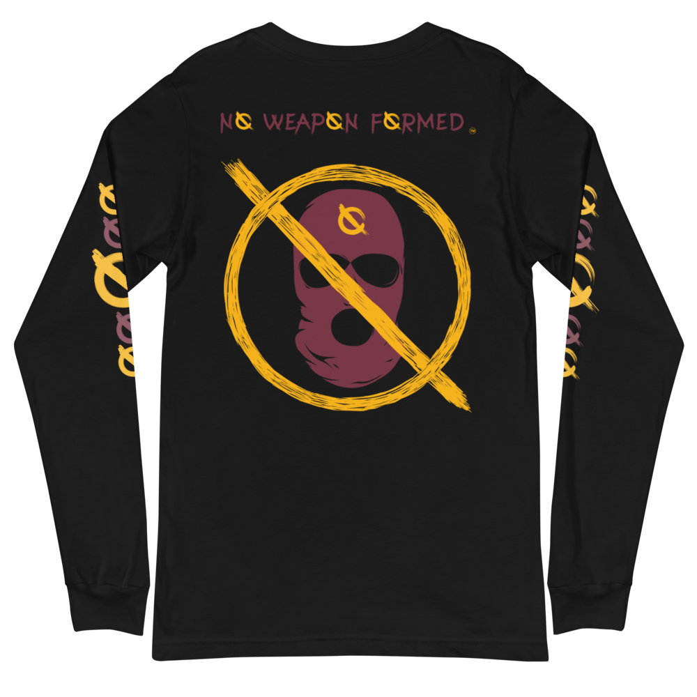 NO WEAPON FORMED 'ROBBER/OPPS' BURGUNDY/GOLD - Unisex Long Sleeve Tee