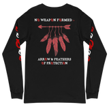 NO WEAPON FORMED 'ARROW & FEATHERS OF PROTECTION' BLACK/RED/WHITE - Unisex Long Sleeve Tee