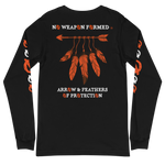 NO WEAPON FORMED 'ARROW & FEATHERS OF PROTECTION' ORANGE/WHITE/BLACK - Unisex Long Sleeve Tee