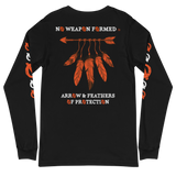 NO WEAPON FORMED 'ARROW & FEATHERS OF PROTECTION' ORANGE/WHITE/BLACK - Unisex Long Sleeve Tee