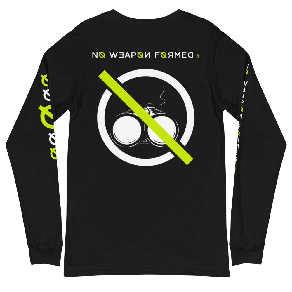 NO WEAPON FORMED 'SHOTGUN' BLACK/WHITE/NEON - Unisex Long Sleeve Tee