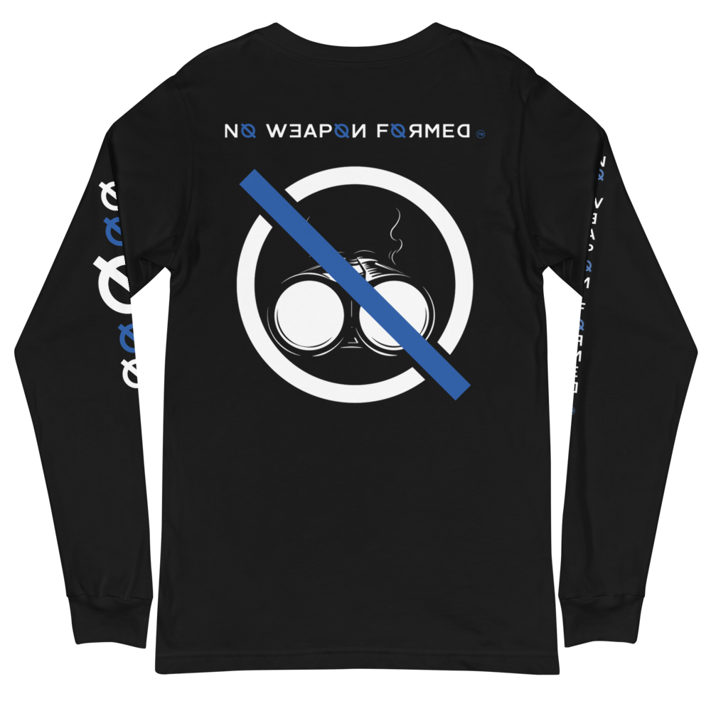 NO WEAPON FORMED 'SHOTGUN' BLACK/BLUE - Unisex Long Sleeve Tee