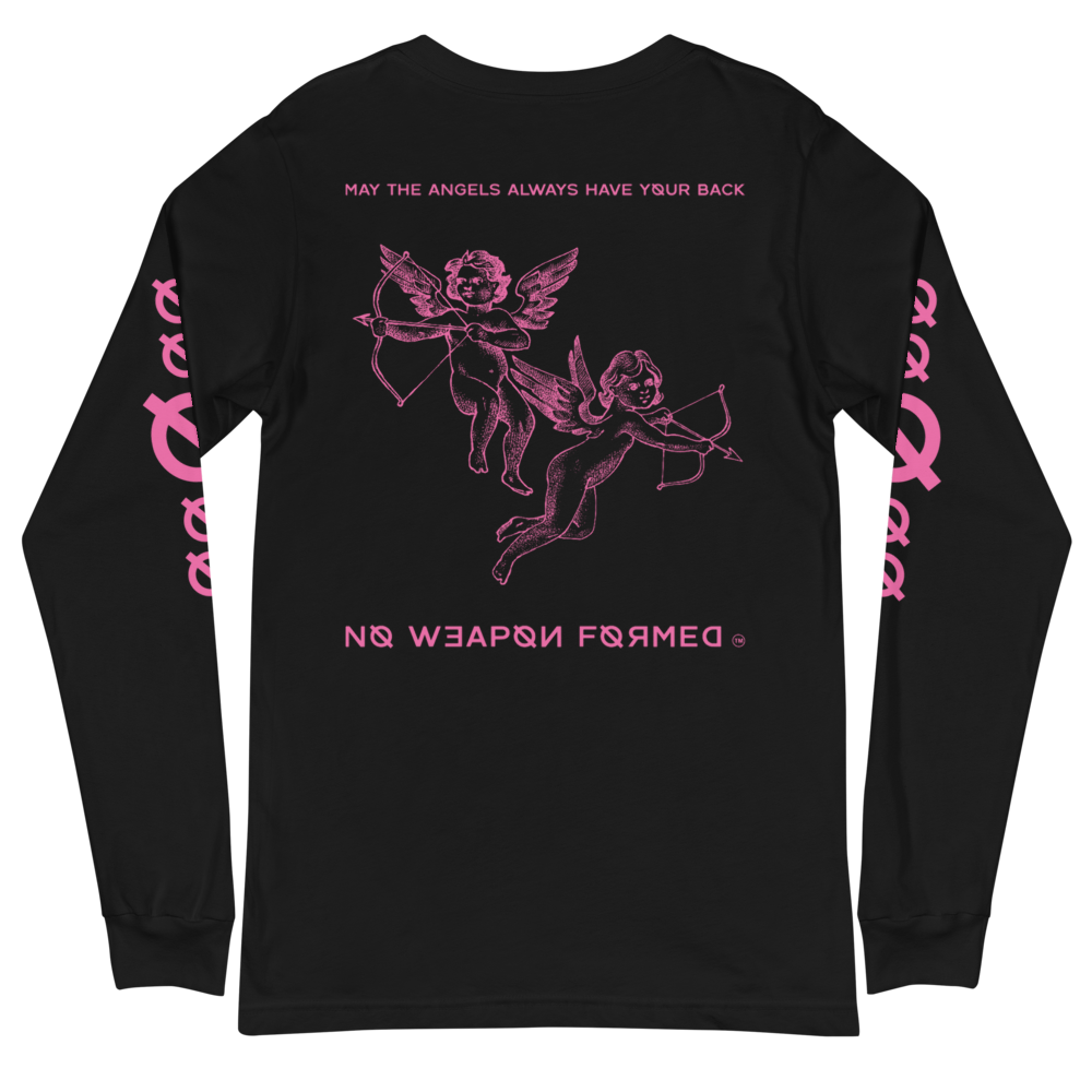 NO WEAPON FORMED 'ANGELS GOT YOUR BACK' PINK - Unisex Long Sleeve Tee