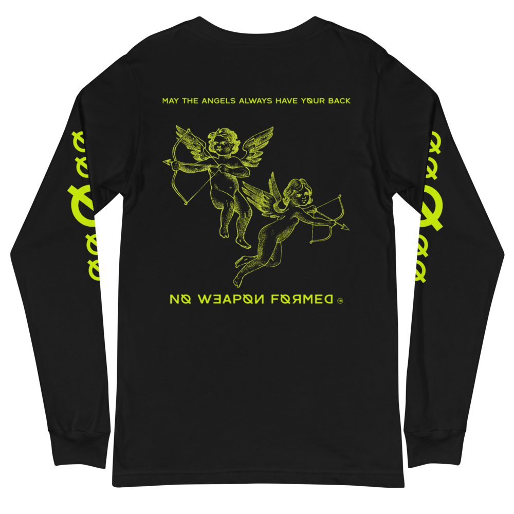NO WEAPON FORMED 'ANGELS GOT YOUR BACK' NEON GREEN - Unisex Long Sleeve Tee