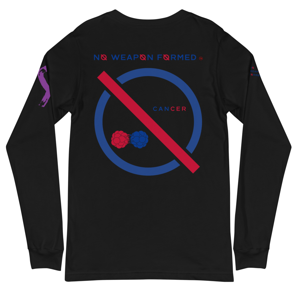 NO WEAPON FORMED 'CANCER' BLUE/RED - Unisex Long Sleeve Tee