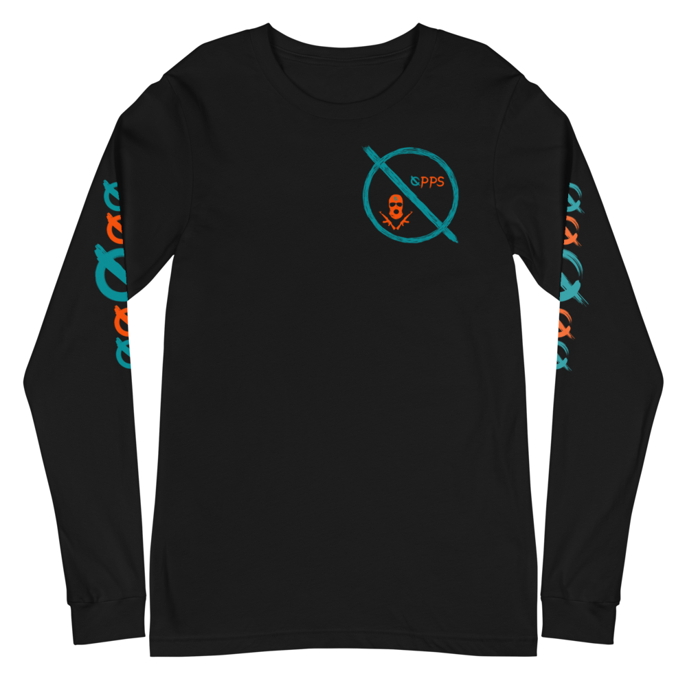NO WEAPON FORMED 'OPPS/ROBBER' ORANGE/AQUA GREEN - Unisex Long Sleeve Tee