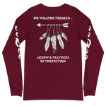 NO WEAPON FORMED 'ARROW & FEATHERS OF PROTECTION' BLACK/WHITE - Unisex Long Sleeve Tee