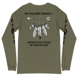 NO WEAPON FORMED 'ARROW & FEATHERS OF PROTECTION' BLACK/WHITE - Unisex Long Sleeve Tee