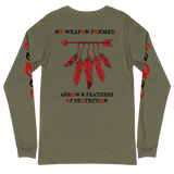 NO WEAPON FORMED 'ARROW & FEATHERS OF PROTECTION' BLACK/RED/WHITE - Unisex Long Sleeve Tee