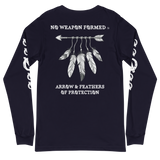 NO WEAPON FORMED 'ARROW & FEATHERS OF PROTECTION' BLACK/WHITE - Unisex Long Sleeve Tee