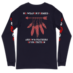 NO WEAPON FORMED 'ARROW & FEATHERS OF PROTECTION' BLACK/RED/WHITE - Unisex Long Sleeve Tee