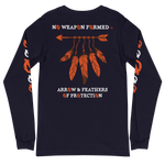 NO WEAPON FORMED 'ARROW & FEATHERS OF PROTECTION' ORANGE/WHITE/BLACK - Unisex Long Sleeve Tee