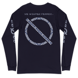 NO WEAPON FORMED PAISLEY NAVY/WHITE BANDANA PRINT - Unisex Long Sleeve Tee