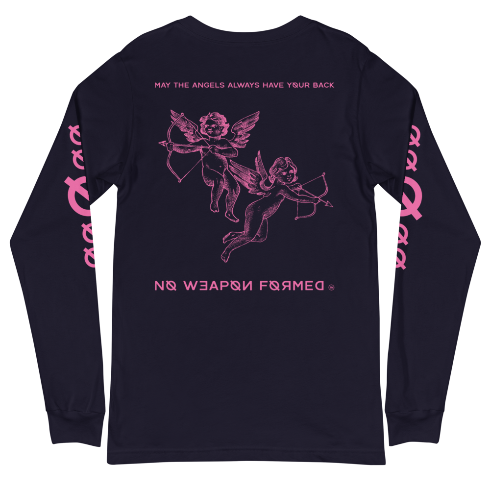 NO WEAPON FORMED 'ANGELS GOT YOUR BACK' PINK - Unisex Long Sleeve Tee