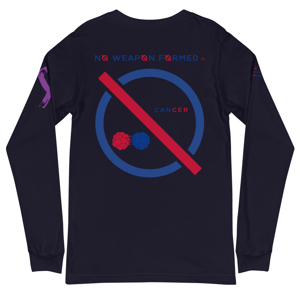 NO WEAPON FORMED 'CANCER' BLUE/RED - Unisex Long Sleeve Tee