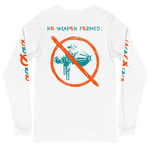 NO WEAPON FORMED GRENADE LAUNCHER ORANGE/GREEN - Unisex Long Sleeve Tee white back