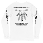 NO WEAPON FORMED 'ARROW & FEATHERS OF PROTECTION' BLACK/WHITE - Unisex Long Sleeve Tee