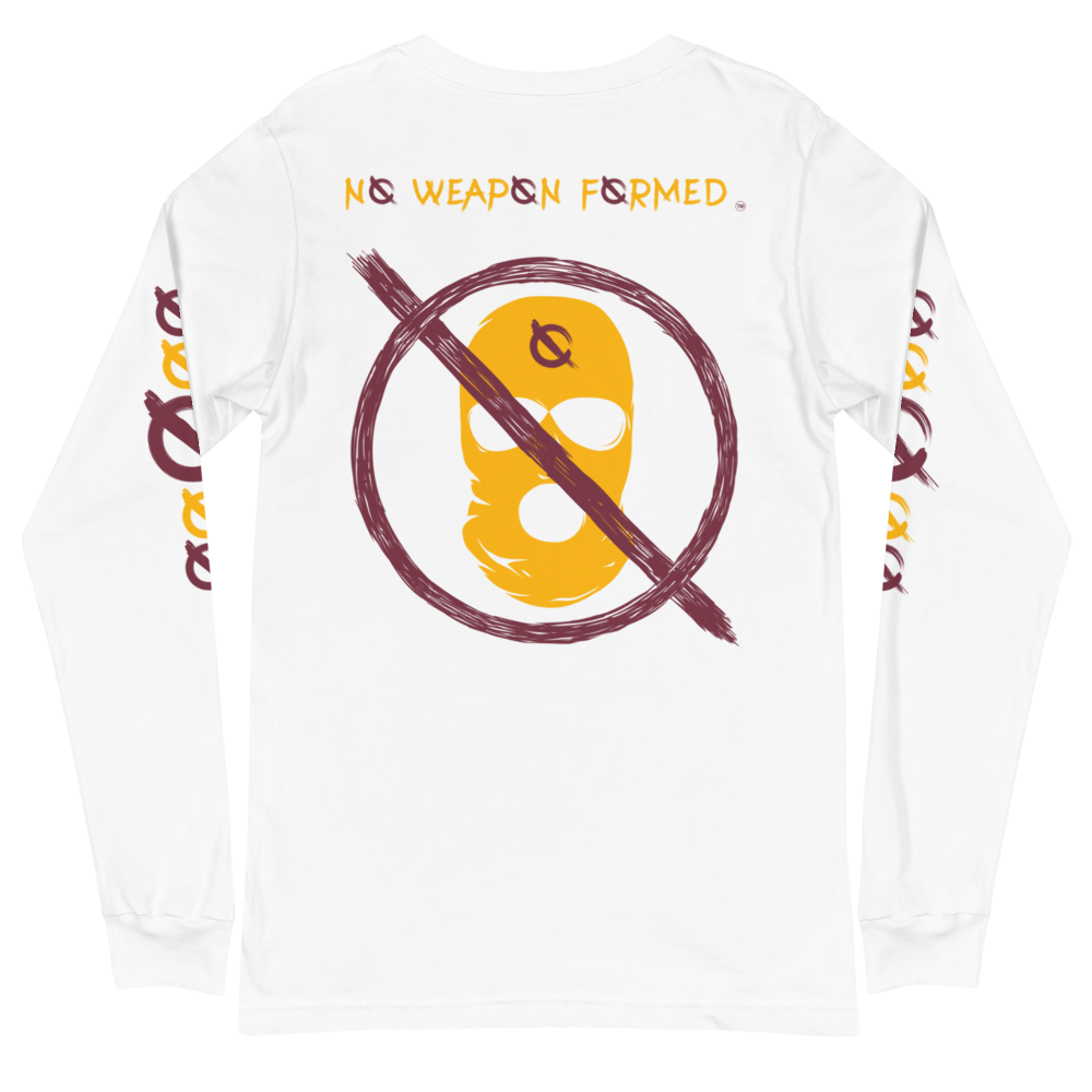 NO WEAPON FORMED 'ROBBER/OPPS' BURGUNDY/GOLD - Unisex Long Sleeve Tee