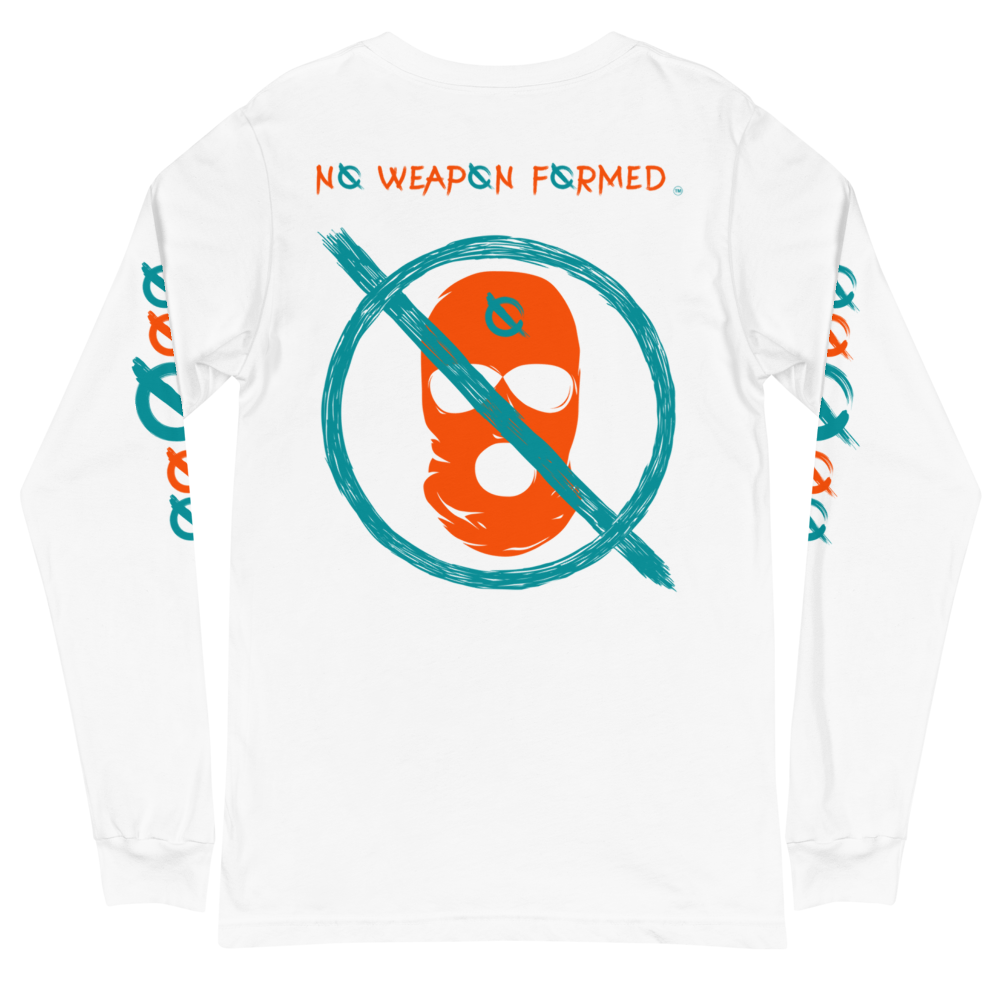 NO WEAPON FORMED 'OPPS/ROBBER' ORANGE/AQUA GREEN - Unisex Long Sleeve Tee