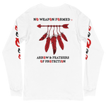 NO WEAPON FORMED 'ARROW & FEATHERS OF PROTECTION' BLACK/RED/WHITE - Unisex Long Sleeve Tee