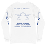 NO WEAPON FORMED 'SAINT MICHAEL THE ARCHANGEL' BLUE/WHITE - Unisex Long Sleeve Tee