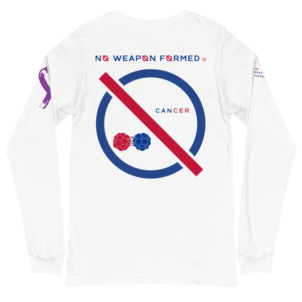 NO WEAPON FORMED 'CANCER' BLUE/RED - Unisex Long Sleeve Tee
