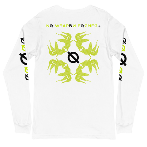 NO WEAPON FORMED "SURROUNDED BY ANGELS" NEON GREEN/BLACK/WHITE - Unisex Long Sleeve Tee